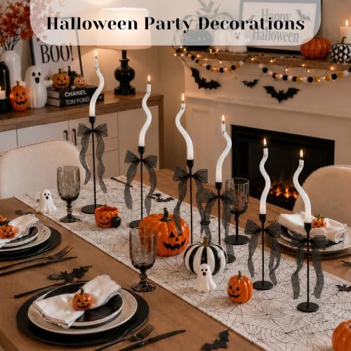 AYGXU Halloween Decorations Indoor-6 Pcs Twisting Ghost Candles with Ribbons Decor,Taper Candles,Halloween centerpieces for Party,Tables,Fireplace Decorations(Candlesticks not Included) - Image 6