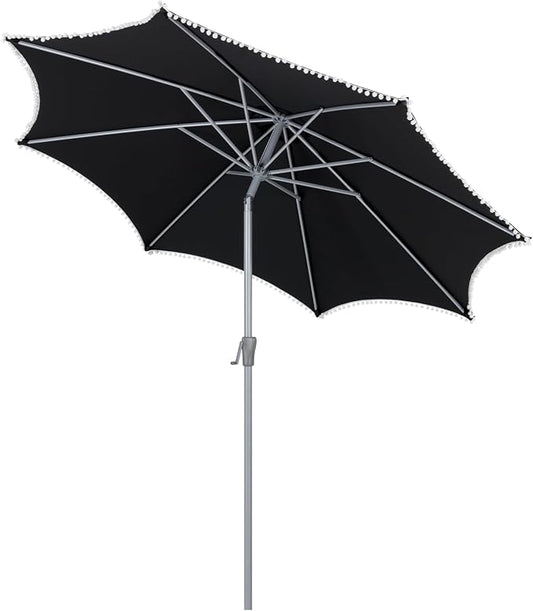 Tempera Patio Umbrellas Arc Edge Outdoor Table Market Umbrellas with Crank & Pust Button Tilt|Auto-Tilt, 8 Steel Ribs, High Color-Fastness Canopy