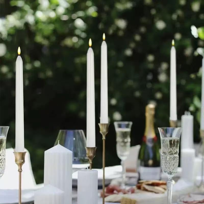 FPOO 6 Pack Rechargeable Taper Candles with USB Cable, 200+ Hours Use, Fast Charge, LED Flameless Candlesticks with Remote Timer for Home Wedding Christmas Window Party Decor - Image 6