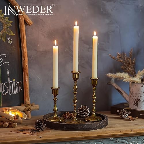 Gold Candlestick Holders Vintage: Brass Taper Candle Holders - Image 5