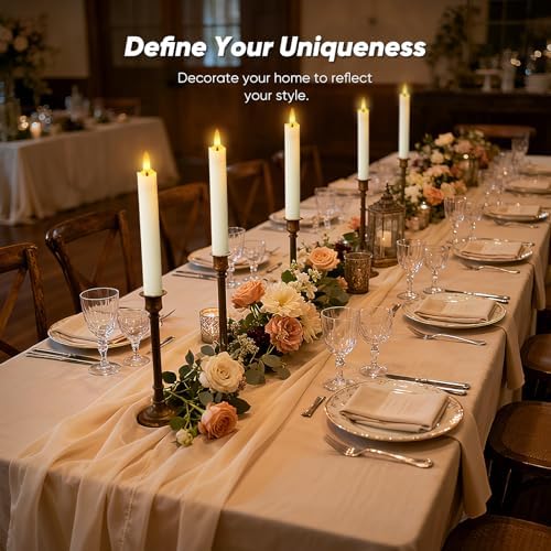 7 Inches Flameless Taper Candles with Remote Timer, Real Wax Ivory Short Led Candlesticks, 3D Wick Light Battery Operated Candlesticks for Christmas Home Wedding Table Decor, 6 Pcs - Image 7