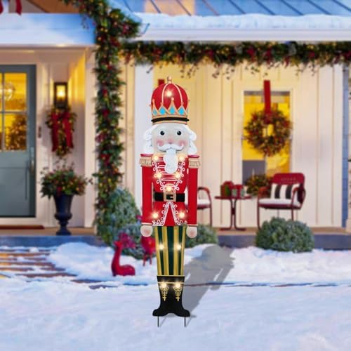 Afirst Christmas Yard Sign Nutcracker with LED Lighted Metal Stakes Decor - Image 5