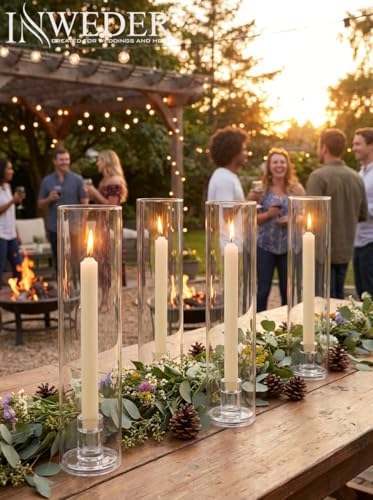 Hurricane Glass Candle Holders: 11.8" Tall Cylinder Cover Set of 10 - Image 2