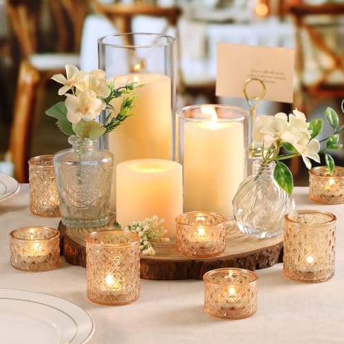 NITIME 24pcs Assorted Gold Votive Candle Holders, Tealight Candle Holders for Table Centerpiece, Green Glass Candle Holder Decor for Wedding, Party & Home Decor - Image 6