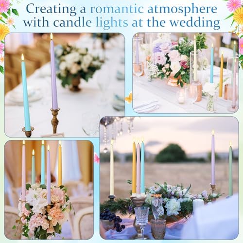 Macarrie 24 Packs Flameless Taper Candles Battery LED 11",Spring Wedding - Image 3