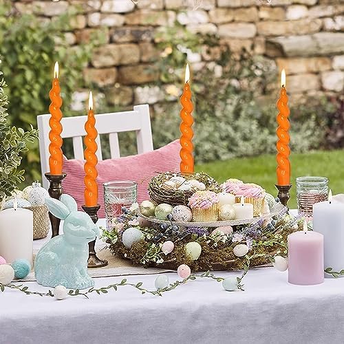 7.5 Inches Spiral Taper Candles Colorful Twisted Candle Dripless Long Candles, Handmade Candlesticks for Wedding Dinner Decor, Set of 4(Orange) - Image 6