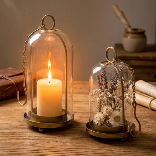 Hurricane Glass Candle Holders Set of 2-5.3"×11.8" & 3.9"×7.8" - Image 3