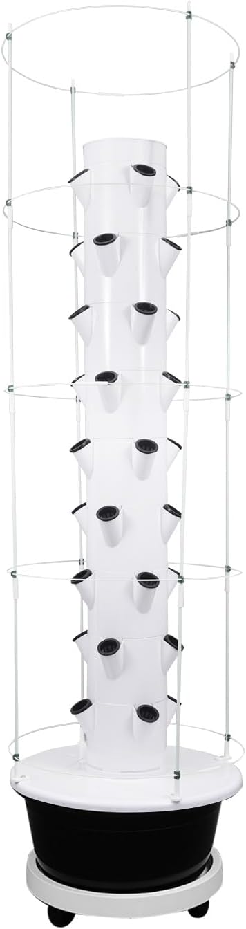 Hydroponics Growing System, 36 Pods Large Vertical Hydroponic Growing Tower with with Climbing Trellis, 9-Tier Indoor Gardening System for Herb Vegetable Fruit (Black, 36 Pods)