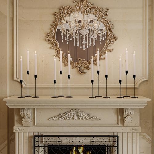 NLBTW Black Taper Candle Holders Set of 12 Candlestick Holders Bulk, Metal Candle Stick Holder Decor for Wedding, Dinning, Christmas Party or Anniversary, Fits 3/4 Inch Thick Candle - Image 2