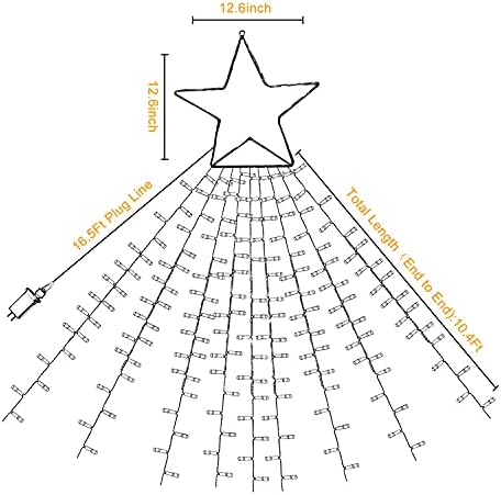 Outdoor Christmas Decorations Star String Lights, 320 LED 11.5 ft Waterfall Tree Lights with 8 Lighting Modes Christmas Star Lights for Indoor Outdoor Yard Home Festival Party Xmas New Year Decor - Image 3