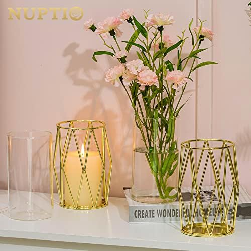 NUPTIO Gold Geometric Hurricane Candle Holder, 1 Piece - Image 5