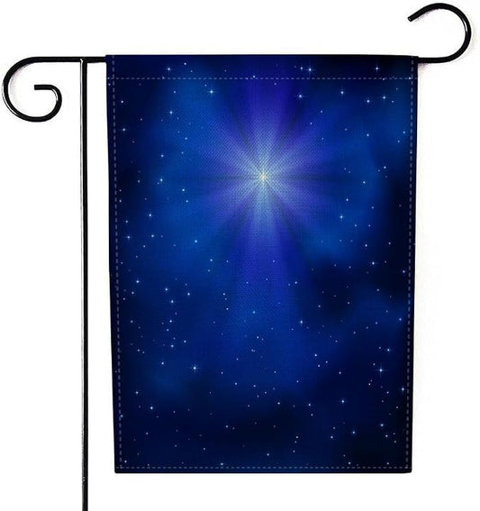 EMMTEEY Christmas Stars Starry Sky Bethlehem Burlap Garden Flag - 12.5X18 Small Yard Flag for Winter Decoration