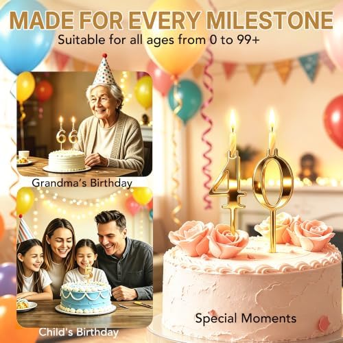 20PCS Reusable Number Candle Holder Set, Upgraded Thicker Metal Candle Stands for Birthday Cake, Cake Topper Decorations for Anniversary Date Displays, Gold - Image 6