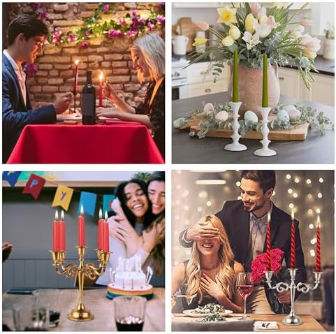 Rely+ 3 Arm Candelabra Taper Candle Holders Decorations Indoor Kitchen Décor Table Candles Candlestick Candelabra Centerpiece (Silver) - Image 4