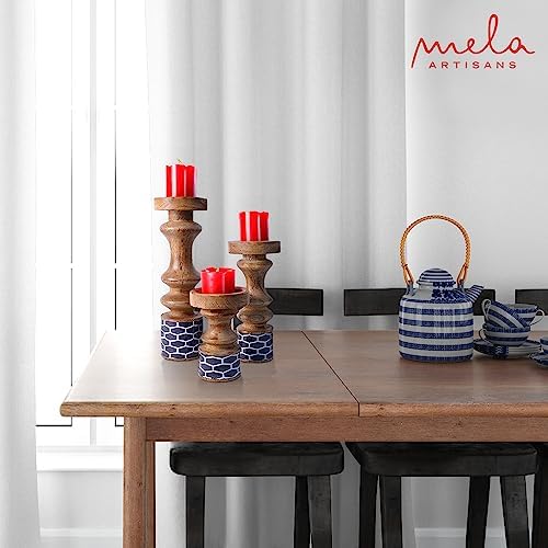 Mela Artisans Gramercy Mango Wood Candle Holders - Natural, Set of 3 - Image 5