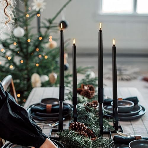 50 Pack Black Taper Candles - 10 Inch Classic Unscented Dinner Candles, Dripless Pure Paraffin Wax with Cotton Wicks, 8-Hour Burn Time for Wedding, Christmas & Formal Dining Decor - Image 5