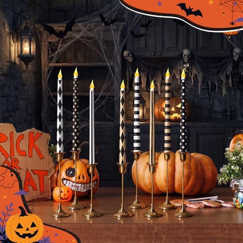 Lounsweer 8 Pcs Halloween Flameless Taper Candles, 10.91 in LED Home Decor - Image 5
