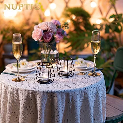 NUPTIO Black Geometric Tealight Candle Holders, Set of 2 - Image 3