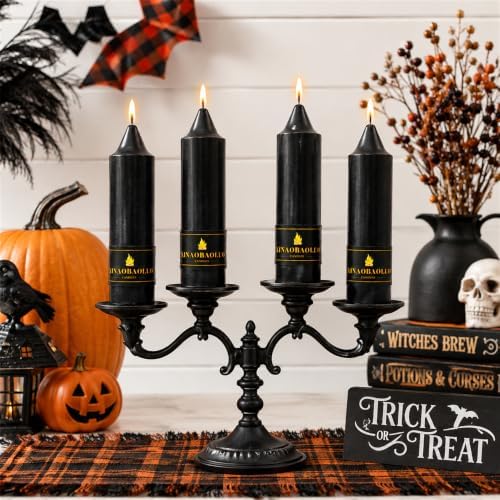 5 Inch Short Black Taper Candles 4 Pack, Gothic Halloween Decor - Image 2