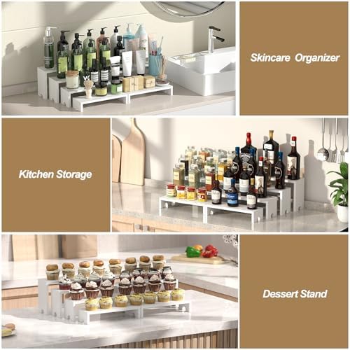 4 Set White Wood Tiered Riser Display Stands for Vendor Events,Stackable Wooden Cupcake Stand,Farmhouse Decor Wood Dessert Table Display Set,Vendor Booth Display Items,Food Display Risers for Party - Image 6