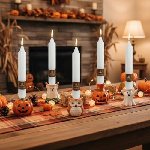 White Taper Candles 9 inch - 4 Pack Fat Candle Taper Candles Smokeless Unscented Tall Candlesticks - Perfect for Wedding Holiday Evening Wedding Bohemian Seaside Theme Home Decor - Image 6