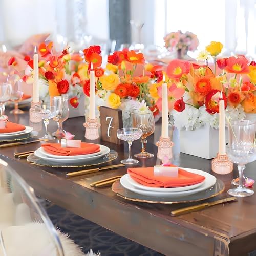 Glass Candlestick Holders, Taper Candle Holders,Set of 3,Orange Pink - Image 6