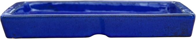 Ceramic 15 Inch Plant Saucers (Pack of 2) - Square Blue Flower Pot Trays - Handcrafted, Durable Planter Bases
