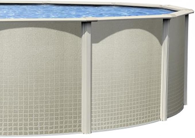 Wilbar Impressions 24-Foot Round Above-Ground Swimming Pool | 48-Inch Height | Resin Protected Steel-Sided Walls | Bundle with Bedrock Pattern 25 Gauge Overlap Liner and Widemouth Skimmer