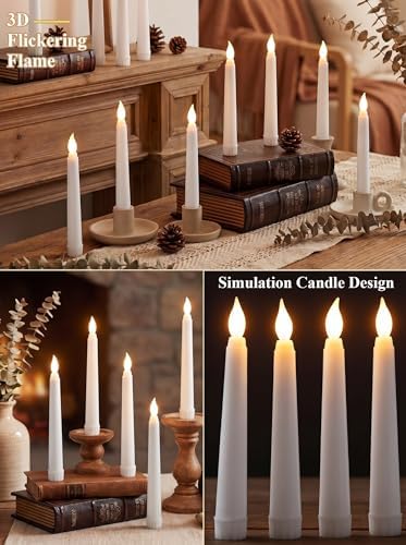 Treela Battery Operated LED Taper Candles,Basic,6 Inch,White - Image 3