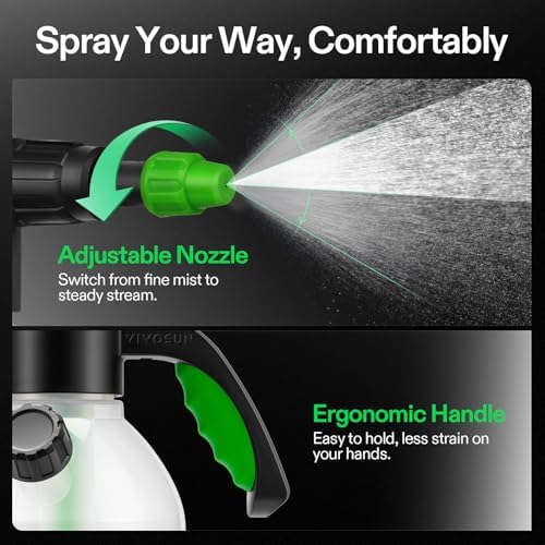 VIVOSUN Pump Sprayer, Portable Water Spray Bottle for Spraying Plants, Flowers, Weeds and Cleaning, Hand Pump with Side Filling Port, Measuring Cup, Adjustable Nozzles (Pack of 2)