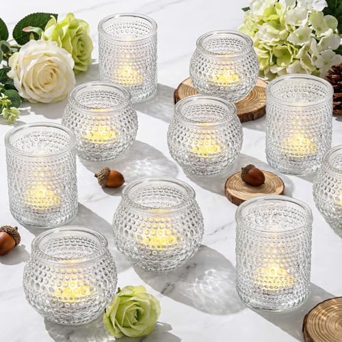 Rubtlamp 24 Pack Votive Candle Holder, Clear Glass Tea Light Candle Holders, Vintage Candle Holder for Floating Candle, Tealight Candle Holders for Centerpiece Wedding Decor Home Decoration by Rubtlamp