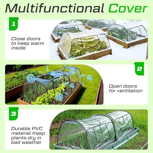 2 Pack Raised Garden Bed Foldable Clear PVC Greenhouse Covers 45"x22"x16" - Image 3