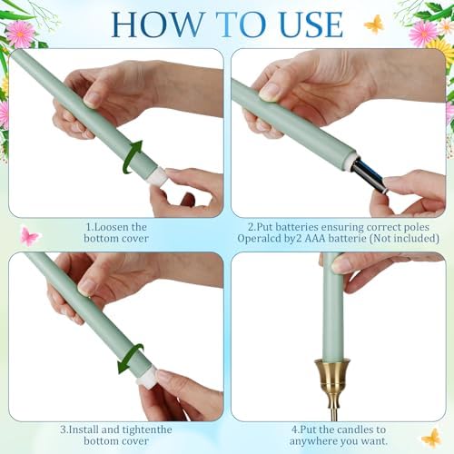 Macarrie 24 Packs Flameless Taper Candles Battery LED 11",Spring Wedding - Image 4