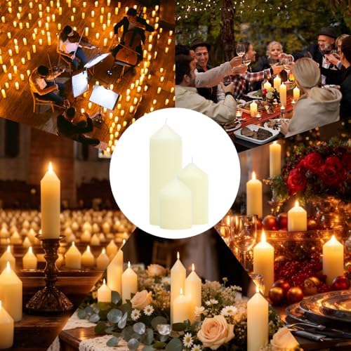 72 Pcs Ivory Pillar Candles Bulk Set，3 Different Lengths 2 x 3/6/8 Inch (24 Each)，Hurricane Candles，Dripless Unscented Smokeless，Gives You a Better Atmosphere When Organizing an Event Party. - Image 5