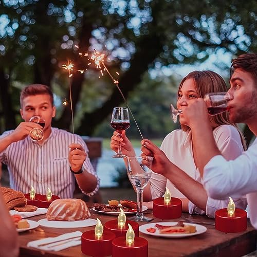 Flameless LED Tea Light Candles, Battery Operated Flickering Electric Fake Candles Bulk, 24 Pack Powered Votive Tealights Long Lasting 200H+ Bright Red Lamp for Seasonal & Festive Gift Decoration - Image 6