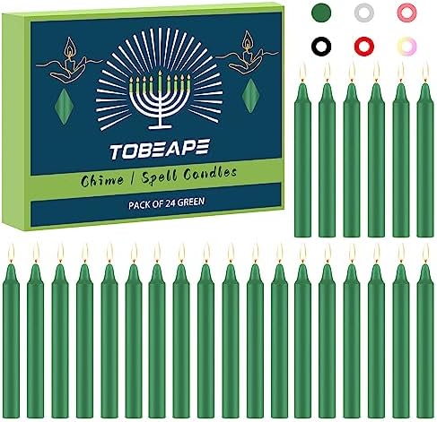 Tobeape 24 Pack Green Spell Chime Candles, 4" Unscented Mini Taper Candles by Tobeape
