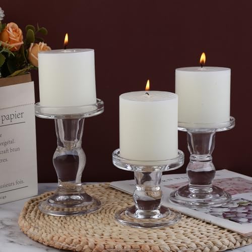 6-Piece Set of Glass Candlestick, Crystal Candlestick Holder Holder and Conical Candle, Christmas Candle Holder Decoration, Family Living Room Wedding Candle Holder (Clear 2sets) - Image 5