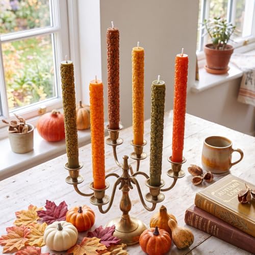 Conelist 6 Pcs Fall 3D Maple Leaf Taper Candles 8.5 Inch Autumn Colorful Decorative Scented Candles Fall Home Table Centerpiece Decorations for Thanksgiving Harvest Halloween Party Decor (6 Colors) - Image 5