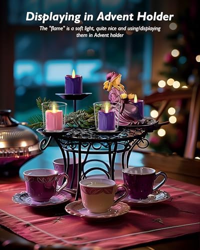 Homemory 2"x 2" Purple & Pink 6 Hour Timer Flameless Votive Candles, 6 Pack - Image 4