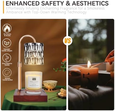 TOACSUCP Candle Warmer Lamp with 3 Bulbs, Adjustable Height Dimmable Candle Warmer with Timer, Compatible with Large Jar Candles, Candle Lamp with Charming Gift Box Ribbon for Her/Him - Image 4