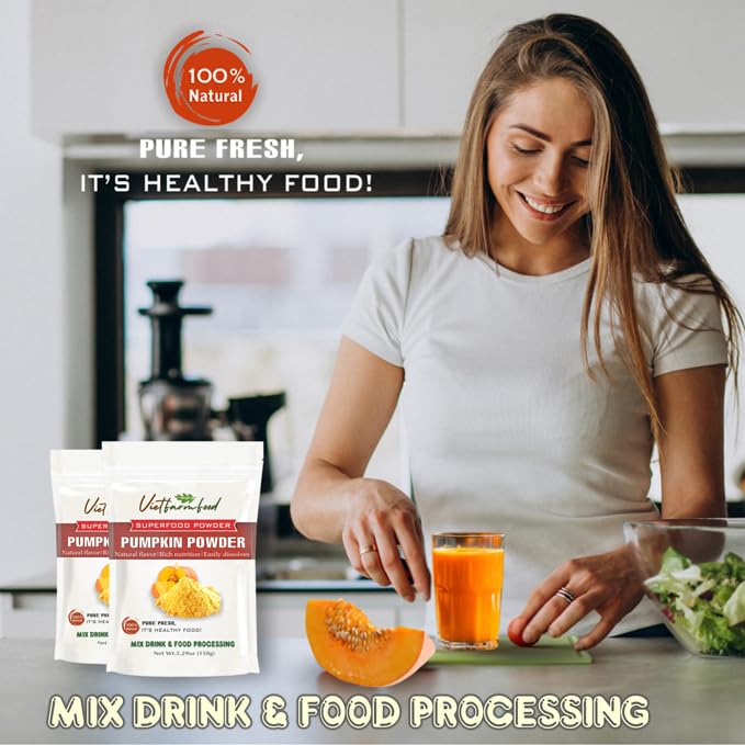 PUMPKIN POWDER 5.29 oz (150g) VIETFARMFOOD: Pure freeze-dried vegetable powder, made from real vegetables with no added sugar - Perfect for daily nutrition to keep your body full of vitality