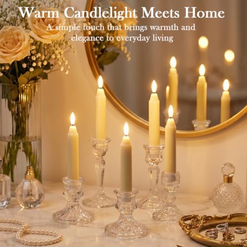 6Inch Flameless Taper Candles with Remote & 6 Batteries, Ivory - Image 3