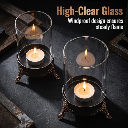 Set of 2 Hurricane Candle Holders, Metal Holders for Pillar Candles - Image 4