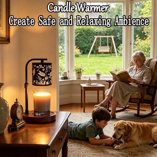 Candle Warmer Lamp,Candle Warmer,Candle lamp,Gifts for mom, Valentines Day Gifts,Candle Holders for Home Decor,Wooden Base，with 2 Bulbs(Black Hummingbird)… - Image 4