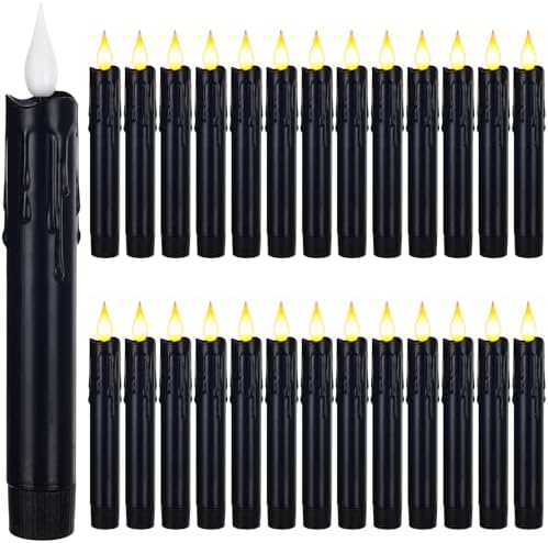 Baquler 24 Pcs 6.5" Black Flameless Taper Candle LED Stick Battery Operated by Baquler