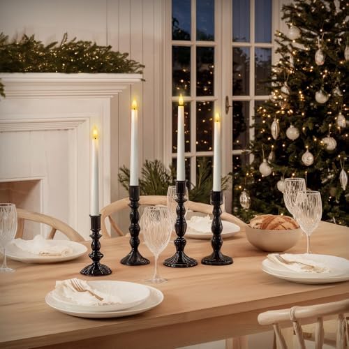 12 Pcs Flameless Taper Candles with Remote and Timer, 9.6 Inches Plastic LED Candlesticks, White Battery Operated Window Candles, for Home Wedding Christmas Party Decoration - Image 2