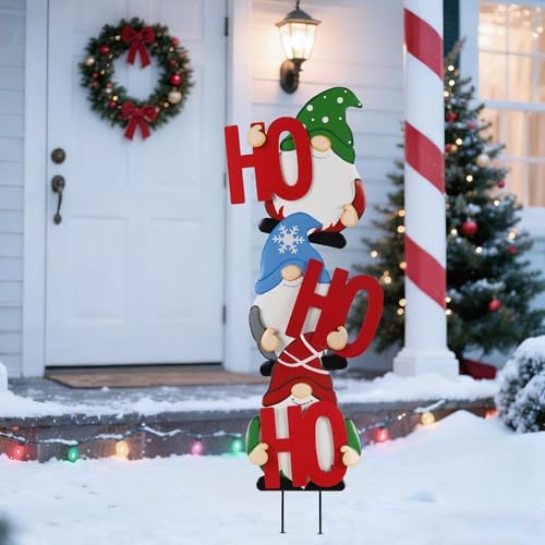 DR.DUDU Outdoor Christmas Decorations Gnomes Yard Stakes, Set of 3 - Image 5