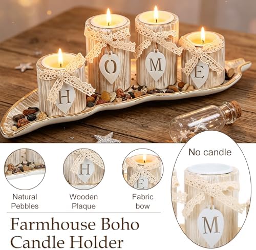 Wooden Candle Holders Centerpieces for Living Room Coffee Table Decorations - Image 3