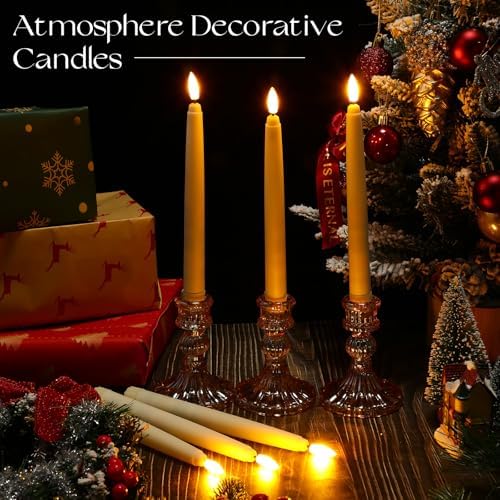Baquler 12 Pcs Flameless Taper Candles LED Taper Candles Flickering Bulk - Image 6