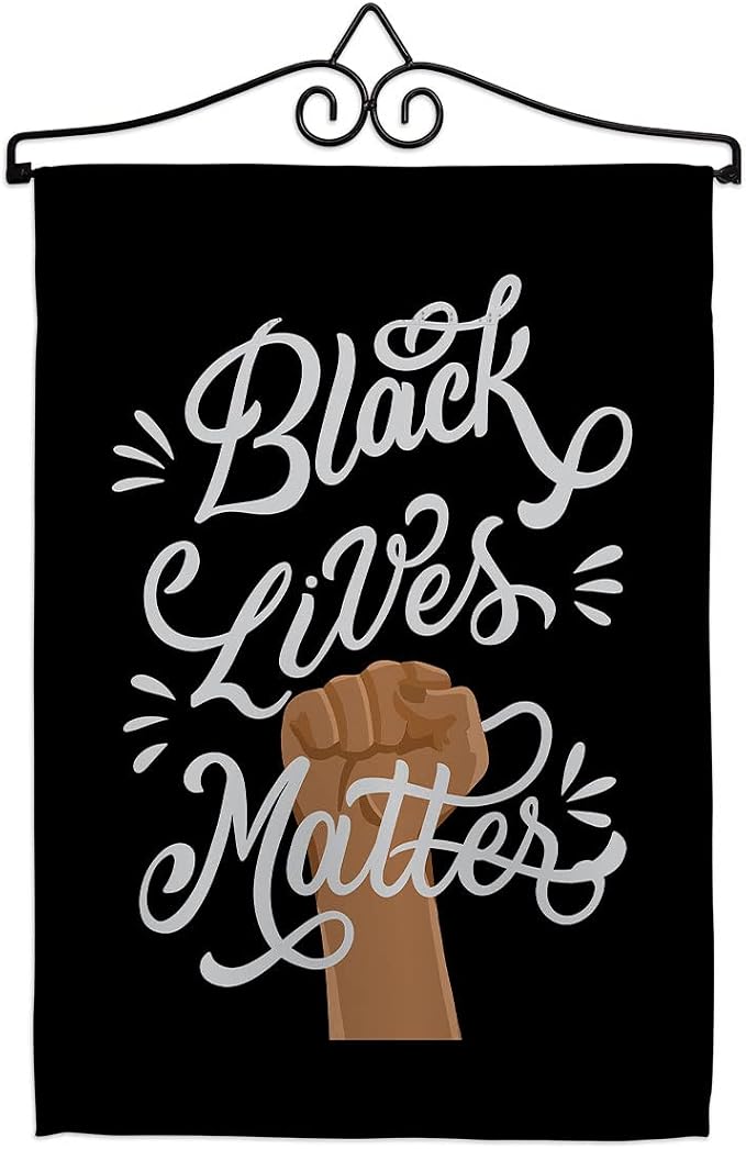 Black Lives Matter Stop Racism Garden Flag - Set Wall Hanger Support Cause BLM Anti Revolution Movement Equality Social - House Decoration Banner Small Yard Gift Double-Sided Made in USA 13 X 18.5